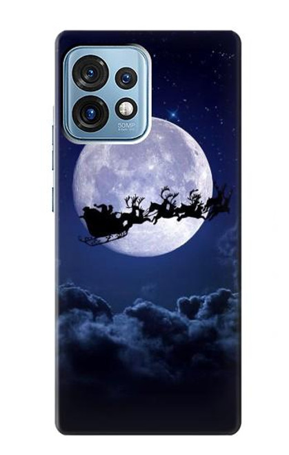 W3508 Xmas Santa Moon Hard Case and Leather Flip Case For Motorola Edge+ (2023), X40, X40 Pro, Edge 40 Pro