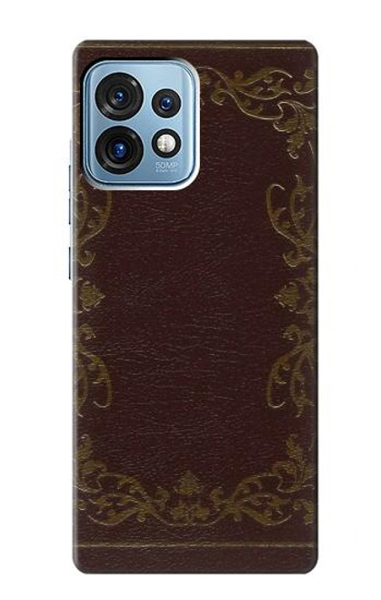 W3553 Vintage Book Cover Hard Case and Leather Flip Case For Motorola Edge+ (2023), X40, X40 Pro, Edge 40 Pro