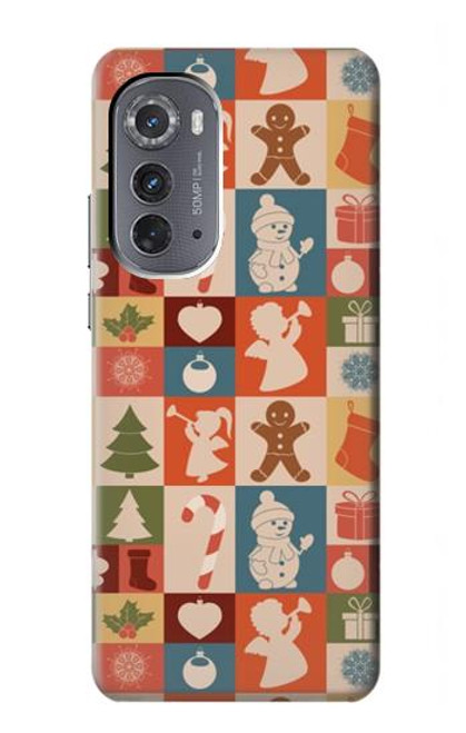 W2854 Cute Xmas Pattern Hard Case and Leather Flip Case For Motorola Edge (2022)