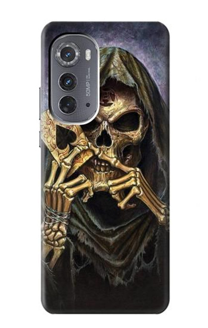 W3594 Grim Reaper Wins Poker Hard Case and Leather Flip Case For Motorola Edge (2022)