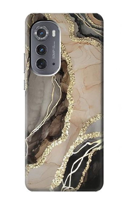 W3700 Marble Gold Graphic Printed Hard Case and Leather Flip Case For Motorola Edge (2022)