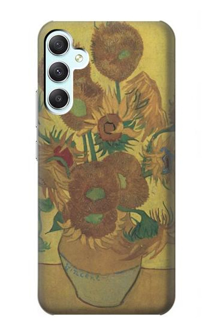 W0214 Van Gogh Vase Fifteen Sunflowers Hard Case and Leather Flip Case For Samsung Galaxy A34 5G