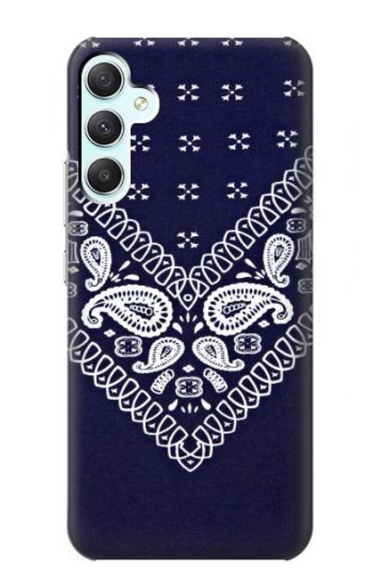 W3357 Navy Blue Bandana Pattern Hard Case and Leather Flip Case For Samsung Galaxy A34 5G