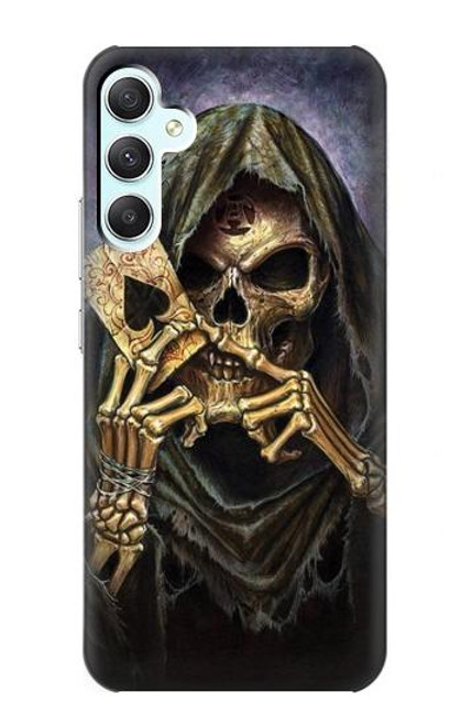 W3594 Grim Reaper Wins Poker Hard Case and Leather Flip Case For Samsung Galaxy A34 5G