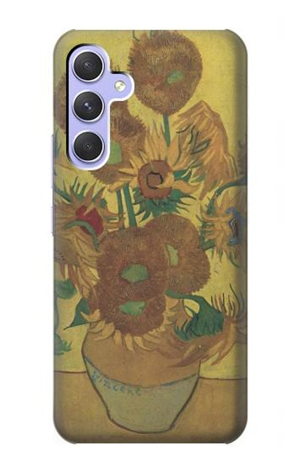 W0214 Van Gogh Vase Fifteen Sunflowers Hard Case and Leather Flip Case For Samsung Galaxy A54 5G
