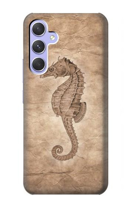 W3214 Seahorse Skeleton Fossil Hard Case and Leather Flip Case For Samsung Galaxy A54 5G