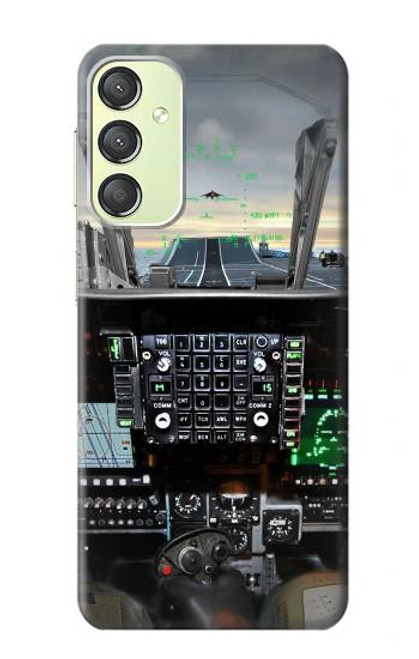 W2435 Fighter Jet Aircraft Cockpit Hard Case and Leather Flip Case For Samsung Galaxy A24 4G