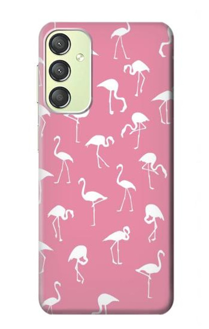 W2858 Pink Flamingo Pattern Hard Case and Leather Flip Case For Samsung Galaxy A24 4G