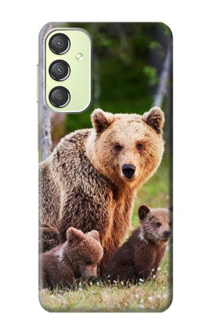 W3558 Bear Family Hard Case and Leather Flip Case For Samsung Galaxy A24 4G