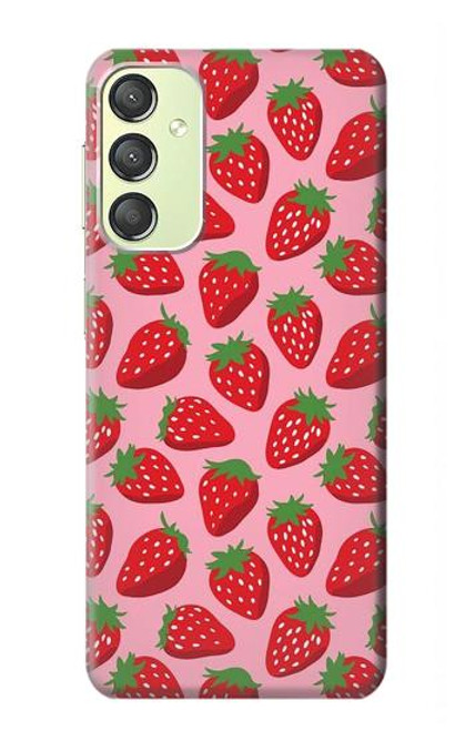 W3719 Strawberry Pattern Hard Case and Leather Flip Case For Samsung Galaxy A24 4G