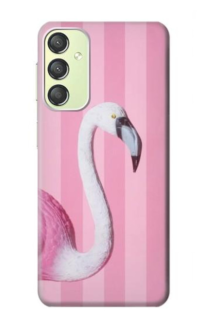 W3805 Flamingo Pink Pastel Hard Case and Leather Flip Case For Samsung Galaxy A24 4G