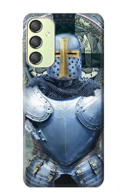 W3864 Medieval Templar Heavy Armor Knight Hard Case and Leather Flip Case For Samsung Galaxy A24 4G