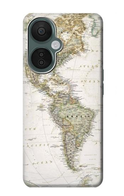 W0604 World Map Hard Case and Leather Flip Case For OnePlus Nord CE 3 Lite, Nord N30 5G