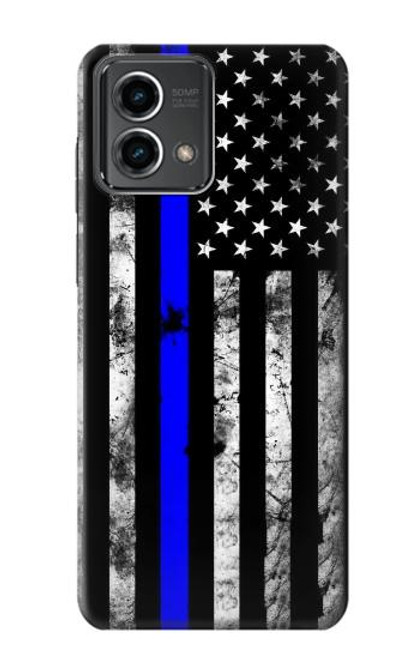 W3244 Thin Blue Line USA Hard Case and Leather Flip Case For Motorola Moto G Stylus 5G (2023)