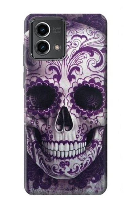 W3582 Purple Sugar Skull Hard Case and Leather Flip Case For Motorola Moto G Stylus 5G (2023)