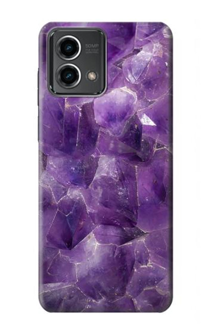 W3713 Purple Quartz Amethyst Graphic Printed Hard Case and Leather Flip Case For Motorola Moto G Stylus 5G (2023)