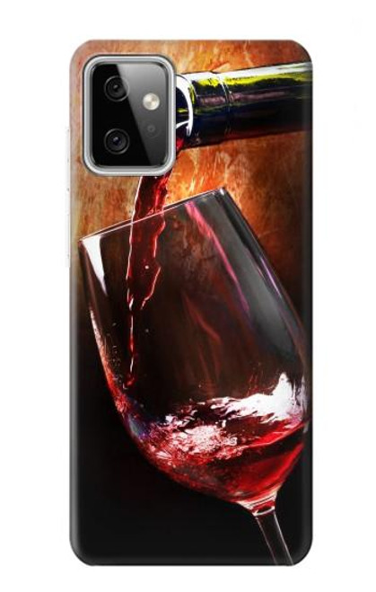 W2396 Red Wine Bottle And Glass Hard Case and Leather Flip Case For Motorola Moto G Power (2023) 5G