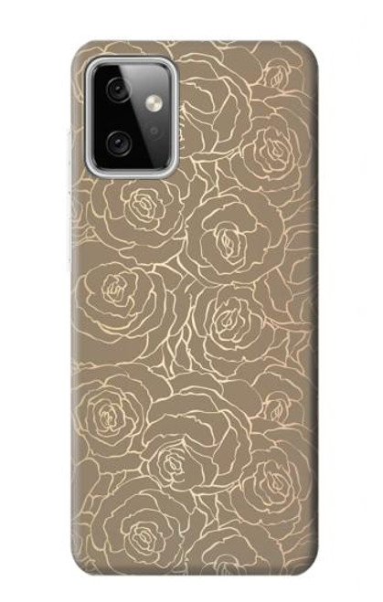 W3466 Gold Rose Pattern Hard Case and Leather Flip Case For Motorola Moto G Power (2023) 5G