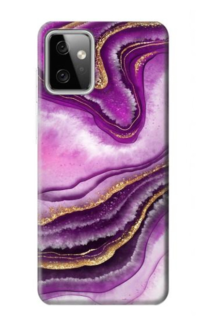 W3896 Purple Marble Gold Streaks Hard Case and Leather Flip Case For Motorola Moto G Power (2023) 5G