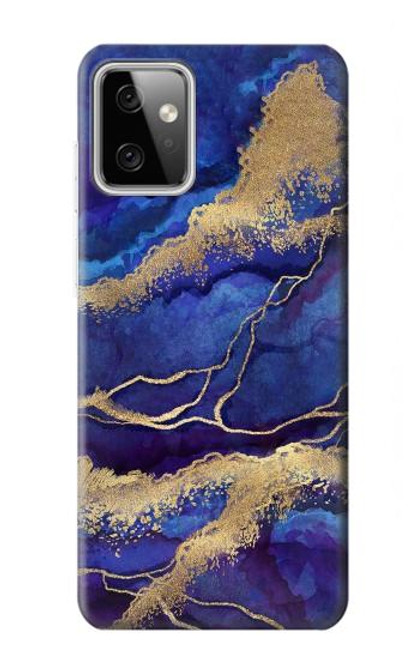 W3906 Navy Blue Purple Marble Hard Case and Leather Flip Case For Motorola Moto G Power (2023) 5G