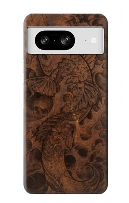 W3405 Fish Tattoo Leather Graphic Print Hard Case and Leather Flip Case For Google Pixel 8