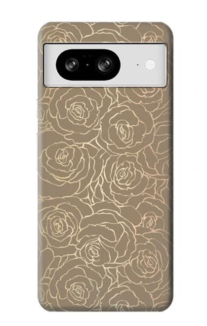 W3466 Gold Rose Pattern Hard Case and Leather Flip Case For Google Pixel 8