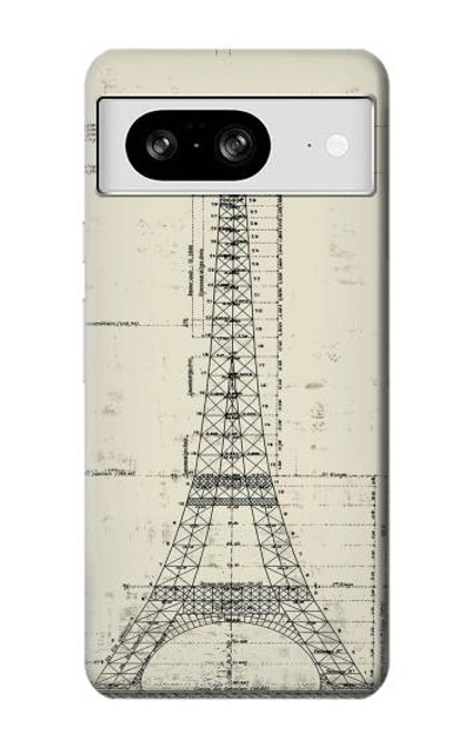 W3474 Eiffel Architectural Drawing Hard Case and Leather Flip Case For Google Pixel 8