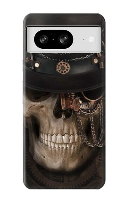 W3852 Steampunk Skull Hard Case and Leather Flip Case For Google Pixel 8