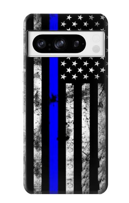 W3244 Thin Blue Line USA Hard Case and Leather Flip Case For Google Pixel 8 pro