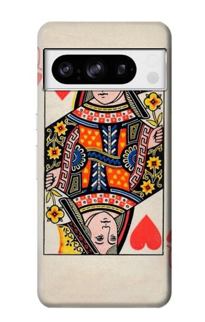 W3429 Queen Hearts Card Hard Case and Leather Flip Case For Google Pixel 8 pro