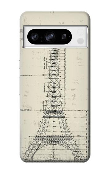 W3474 Eiffel Architectural Drawing Hard Case and Leather Flip Case For Google Pixel 8 pro