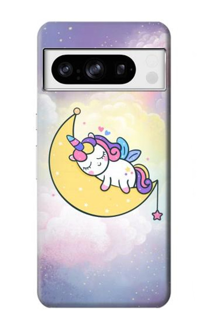 W3485 Cute Unicorn Sleep Hard Case and Leather Flip Case For Google Pixel 8 pro