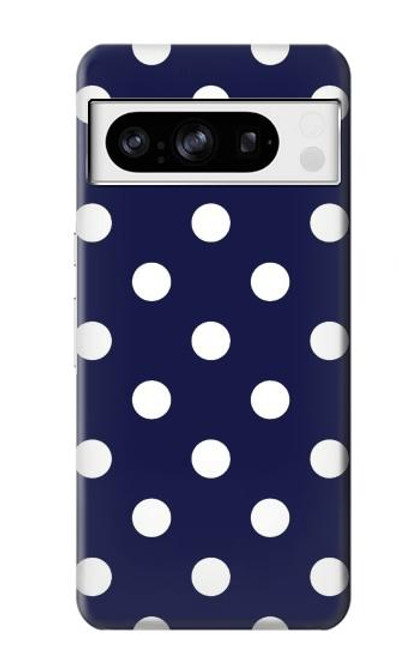 W3533 Blue Polka Dot Hard Case and Leather Flip Case For Google Pixel 8 pro