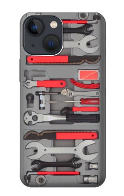 W3921 Bike Repair Tool Graphic Paint Hard Case and Leather Flip Case For iPhone 14 Plus