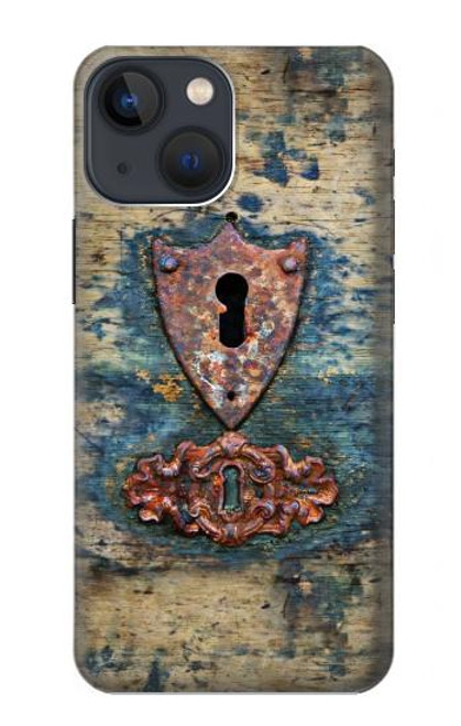 W3955 Vintage Keyhole Weather Door Hard Case and Leather Flip Case For iPhone 13 mini