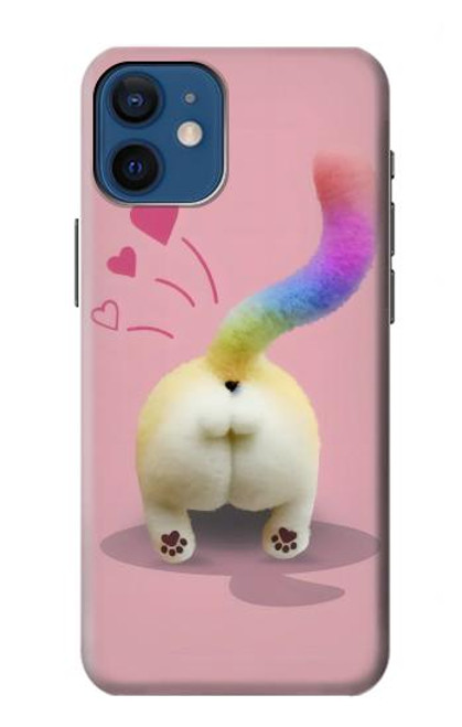 W3923 Cat Bottom Rainbow Tail Hard Case and Leather Flip Case For iPhone 12 mini
