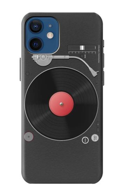 W3952 Turntable Vinyl Record Player Graphic Hard Case and Leather Flip Case For iPhone 12 mini