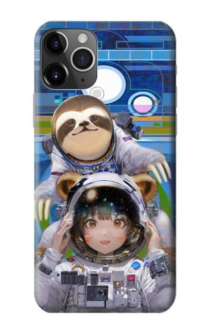 W3915 Raccoon Girl Baby Sloth Astronaut Suit Hard Case and Leather Flip Case For iPhone 11 Pro