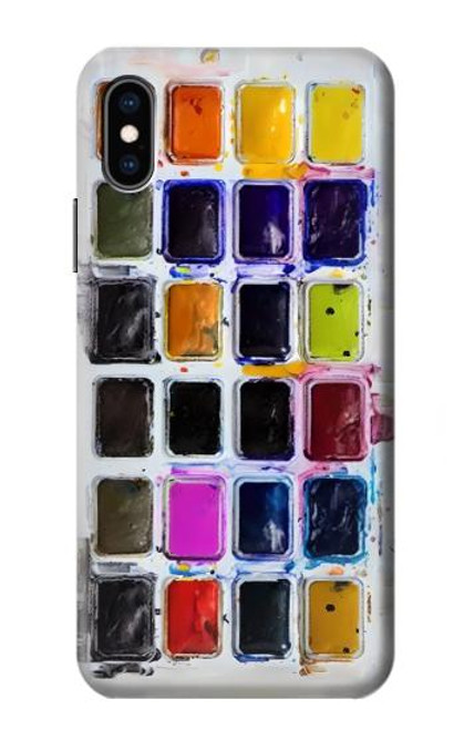 W3956 Watercolor Palette Box Graphic Hard Case and Leather Flip Case For iPhone X, iPhone XS