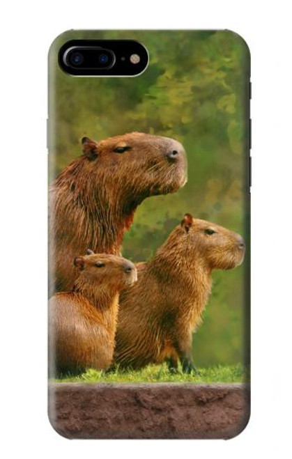 W3917 Capybara Family Giant Guinea Pig Hard Case and Leather Flip Case For iPhone 7 Plus, iPhone 8 Plus