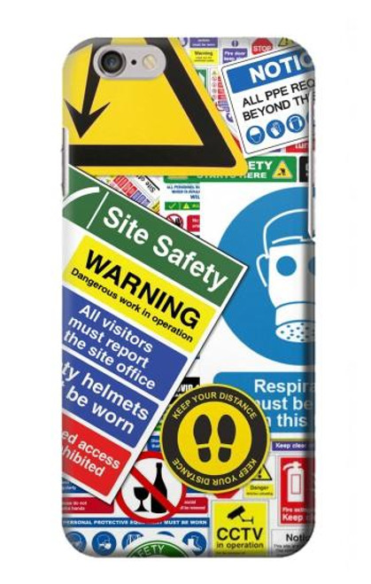 W3960 Safety Signs Sticker Collage Hard Case and Leather Flip Case For iPhone 6 6S