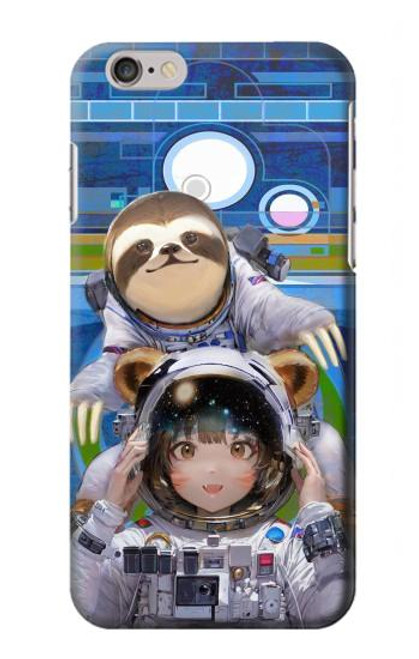 W3915 Raccoon Girl Baby Sloth Astronaut Suit Hard Case and Leather Flip Case For iPhone 6 Plus, iPhone 6s Plus