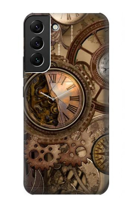 W3927 Compass Clock Gage Steampunk Hard Case and Leather Flip Case For Samsung Galaxy S22 Plus