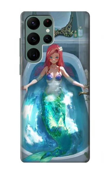 W3911 Cute Little Mermaid Aqua Spa Hard Case and Leather Flip Case For Samsung Galaxy S22 Ultra