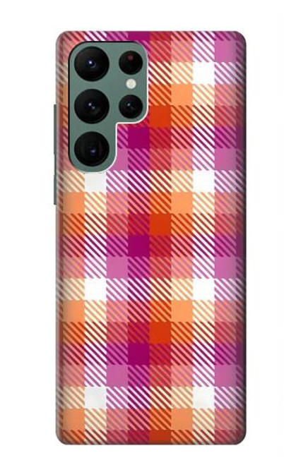 W3941 LGBT Lesbian Pride Flag Plaid Hard Case and Leather Flip Case For Samsung Galaxy S22 Ultra