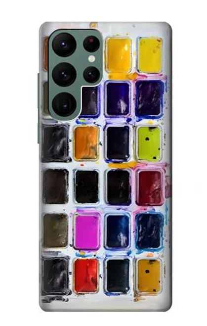 W3956 Watercolor Palette Box Graphic Hard Case and Leather Flip Case For Samsung Galaxy S22 Ultra