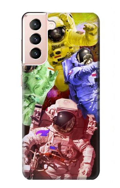 W3914 Colorful Nebula Astronaut Suit Galaxy Hard Case and Leather Flip Case For Samsung Galaxy S21 5G