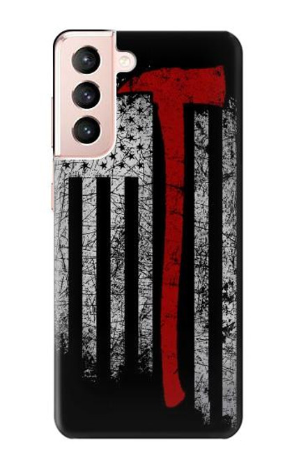 W3958 Firefighter Axe Flag Hard Case and Leather Flip Case For Samsung Galaxy S21 5G