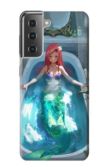 W3911 Cute Little Mermaid Aqua Spa Hard Case and Leather Flip Case For Samsung Galaxy S21 Plus 5G, Galaxy S21+ 5G
