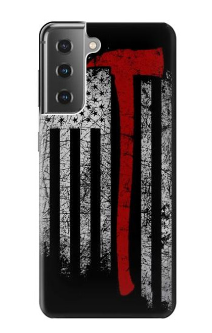 W3958 Firefighter Axe Flag Hard Case and Leather Flip Case For Samsung Galaxy S21 Plus 5G, Galaxy S21+ 5G